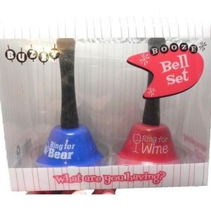 Buzzy Booze Bell Set Ring for‎ Wine Beer NEW *box damaged*